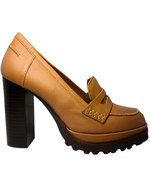 ANTONIO BORELLI Shoes Moccassino Cammello With Wooden Heel-Soil Rubber - Brown