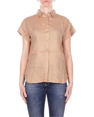 Ralph Lauren Vrouw Shirt 200699152 052 Bouillon Korte Mouw Shirt Tan - Blauw