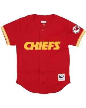 Mitchell &amp; Ness Nfl On The Clock Veste Boutonnee En Maille Sur Le Devant Kanchi Pour Homme - Rouge