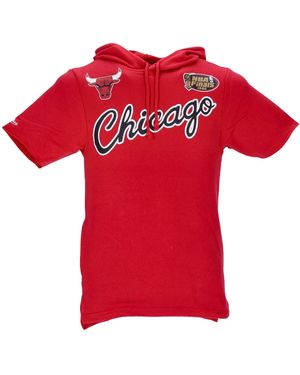 Mitchell &amp; Ness Sweat A Capuche Leger A Manches Courtes Pour Hommes Nba Game Day French Terry Sweat A Capuche Hardwood Classics Chibul - Rouge