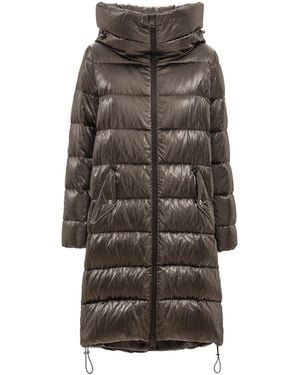 Herno Parque Largo Acolchado Con Capucha - Gris