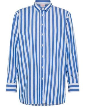 Sun 68 Over Righe Bianco/Avio Shirt S34211 - Blue