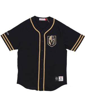 Mitchell & Ness Buttons Jacket Nhl Fashion Cotton Button Front Current Logo Vegkni - Black