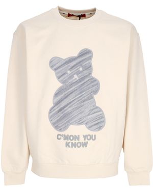 Acupuncture Vain Teddy Crewneck Sudadera Ligera Con Cuello Redondo Para Hombre Crema - Blanco