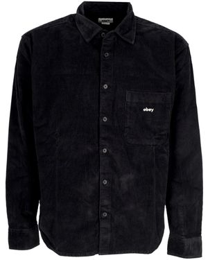 Obey Shirt Long Sleeves Bigwig Cord Woven - Blue