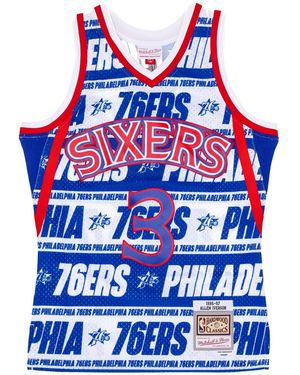 Mitchell &amp; Ness Debardeur De Basket-Ball Pour Hommes Nba Teamwrap Swingman Jersey Hardwood Classics No 3 Allen Iverson 1996-97 Phi76E Bleu
