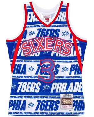 Mitchell &amp; Ness Debardeur De Basket-Ball Pour Hommes Nba Teamwrap Swingman Jersey Hardwood Classics No 3 Allen Iverson 1996-97 Phi76E Bleu