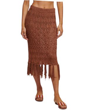 BIKINI MI.MA. Langer Pullover Rock Frau Mit Fransen - Braun