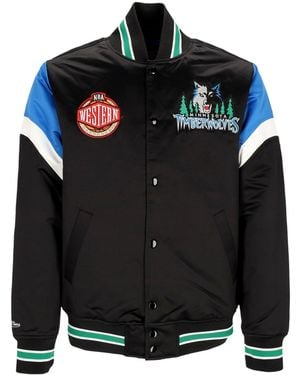 Mitchell & Ness Bomber Jacket Nba Heavyweight Satin Jacket Mintim - Black