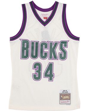 Mitchell &amp; Ness Herren-Basketball-Tanktop Nba Teamfarbe Swingman-Trikot Hardwood Classics 1996 Nr. 34 Ray Allen Milbuc - Blau
