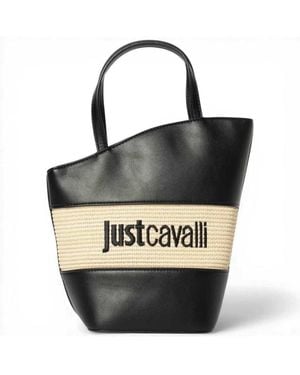 Just Cavalli Jc Block Straw Shoulder Bag - Black