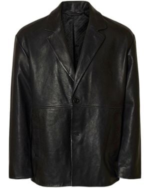 SELECTED Jacket Grain Leather Hybrid Blazer - Black