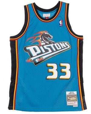 Mitchell & Ness Basketbaltanktop Voor Nba Swingman Jersey Hardwood Classics No 33 Grant Hill 1998-99 Detpit Road Originele Teamkleuren - Blauw