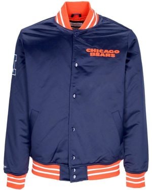 Mitchell &amp; Ness Herren Bomberjacke Nfl Heavyweight Satin Jacke Chibea Original Teamfarben - Blau