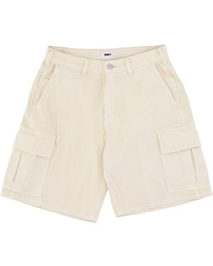 Obey Short Jeans Bigwig Baggy Denim Cargo Short - Natural