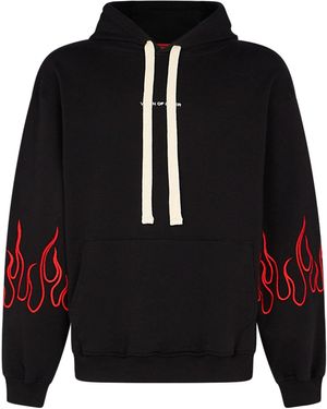 Vision Of Super Sudadera Con Capucha Ligera Para Hombre Sudadera Con Capucha Con Llamas Bordadas Negro/Rojo