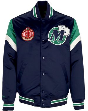 Mitchell & Ness Bomber Jacket Nba Heavyweight Satin Jacket Dalmav - Blue