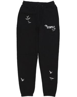 Staple Lightweight Tracksuit Pants Flock Logo Sweatpant - Black