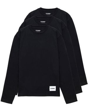 Jil Sander Trois Manches Longues T-Shirt En Noir - Bleu