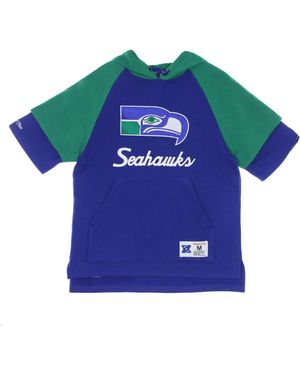 Mitchell & Ness Sudadera Con Capucha De Manga Corta Para Hombre Nfl Fleece Hoodie Seasea - Azul