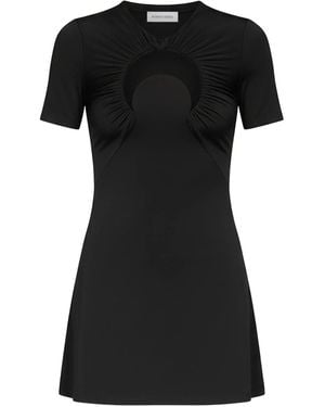 Marine Serre Moon-Detail Gathered Mini Dress - Black