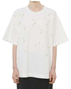 MEIMEIJ T-Shirt Half Sleeve With Pearls - White
