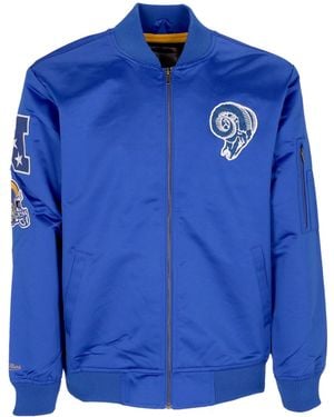 Mitchell & Ness Bomber Jacket Nfl Lightweight Satin Bomber Losram - Blue