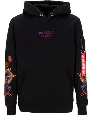 Alpha Industries Dragon Emb Hoody Sweatshirt - Black
