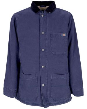 Dickies Chaqueta De Trabajo Para Hombre, Abrigo De Lona De Pato, Color Azul Marino Lavado A La Piedra