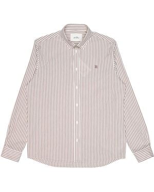 Les Deux Shirt Licht Oxford Striped - Grijs