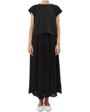 MEIMEIJ Long Sleeved Dress With Pleated Skirt - Black