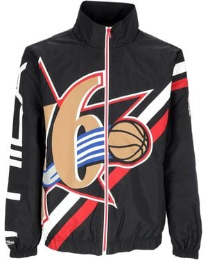 Mitchell &amp; Ness Windbreaker Nba Exploded Logo Warm Up Jacket Hardwood Classics Phi76E - Black