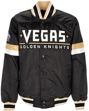 Starter Bomber Jacket Nhl Home Game Satin Jacket Vegkni - Black