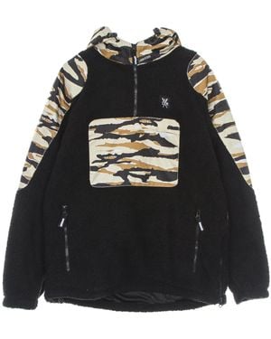 5TATE OF MIND Herren Retrofuture Sherpa Kapuzenjacke Tarnung - Schwarz