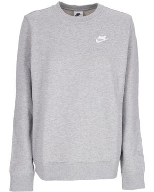 Nike W Club Fleece Crewneck Damen-Sweatshirt Dk Heather/Weib - Grau