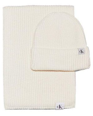 Calvin Klein Hat Iu0Iu00638 Monogram Scarf Ybi Ivory - White