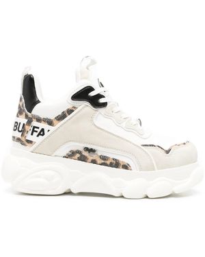 Buffalo Cld Chai Leopard-Print Paneled Sneakers - White