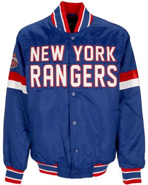 Starter Chaqueta Bomber Para Hombre Nhl Home Game Chaqueta De Saten Neyran Colores Originales Del Equipo - Azul