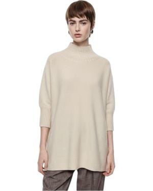Imperial Oversize Sweater Collar High Sleeve Three Quarters - Natural