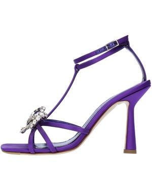 Aldo Castagna Satin Rhinestone Embellished Sandals - Blue