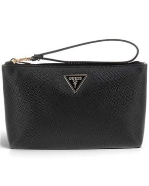 Guess Achette Laurel Ii Sl Wristlet Pouch Mujer Saffiano Efecto Con Lace - Negro