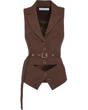 SIMONA CORSELLINI Vest With Covered Belt - Brown