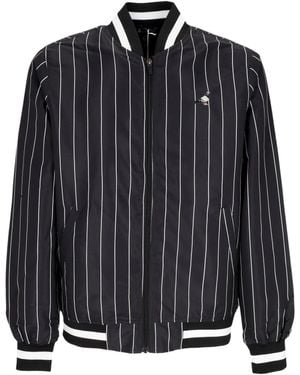 Staple Bomber Jacket Veste De Baseball A Fines Rayures Pour Hommes Noir