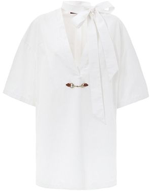 Gucci Camisa Kimono En Cotton Popeline - Blanco