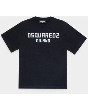 DSquared² Camiseta Con Carta Bebe Negro - Azul