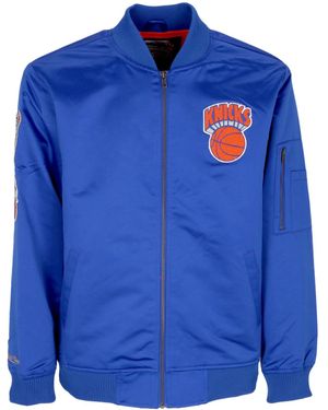 Mitchell & Ness Bomber Jacket Nba Lightweight Satin Bomber Neykni - Blue