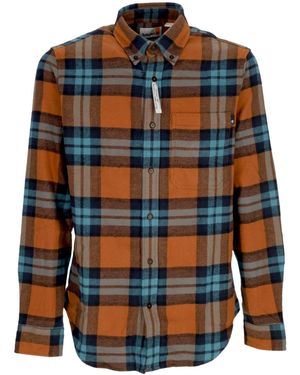 Timberland Herren-Langarmhemd L/ Kariertes Hemd Aus Schwerem Flanell, Arganol - Blau