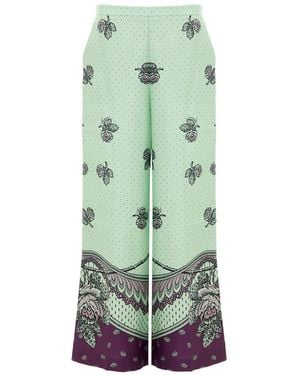 Gucci Pantalones De Palacio En Seda Con Impresion - Verde