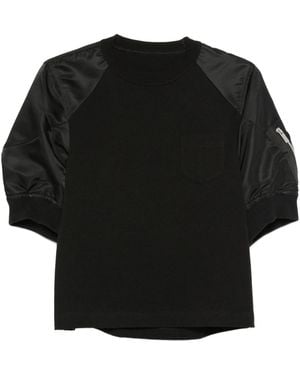 Sacai Cotton And Nylon T-Shirt - Black