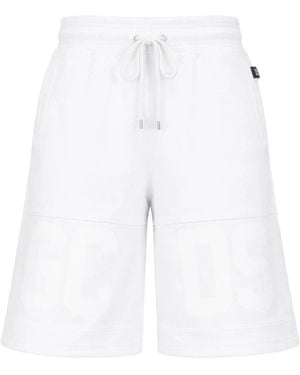 Gcds Bermuda Band Logo Tonal Sweatshorts - Blanco